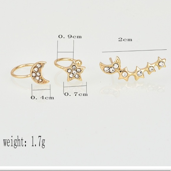 🔥 New 3 piece Diamonds star moon Earrings - Picture 6 of 8